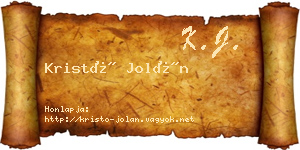 Kristó Jolán névjegykártya