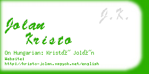 jolan kristo business card